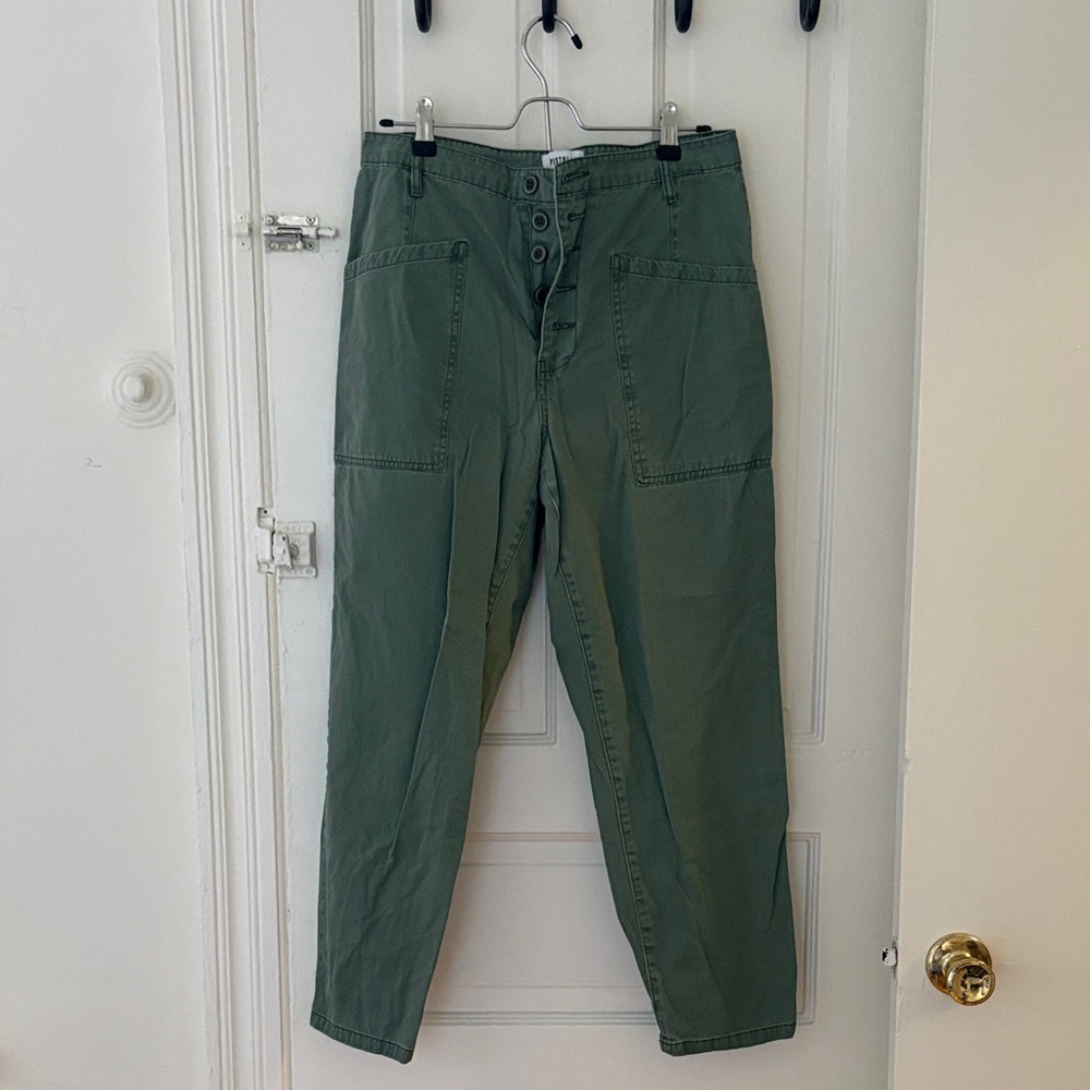 Green barrel leg pants